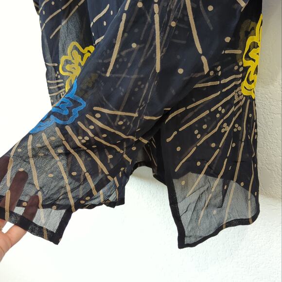 Newport News Catalog Top 1X Rayon Button Down Lightweight Sun Streak Sheer Shirt - Picture 3 of 7